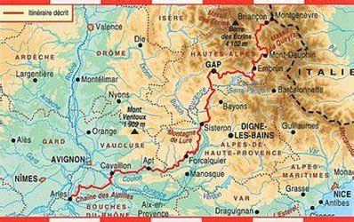 Carte ancienne montrant le tracé de la Voie Domitienne