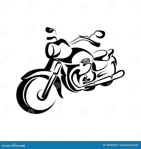 Illustration stylisée d'une moto custom type chopper avec des éléments chromés et un guidon relevé.