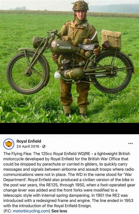 Une image d'archives de la Royal Enfield Flying Flea, soulignant son rôle militaire.
