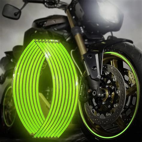 Jante de moto personnalisée avec des bandes jaunes fluo