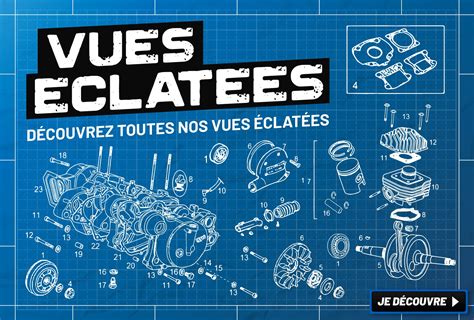 Vue éclatée de l'axe de kick et de la demi-lune pour scooter 50cc