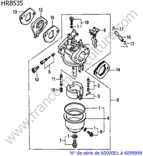 Vue éclatée d'un carburateur de scooter 50cc