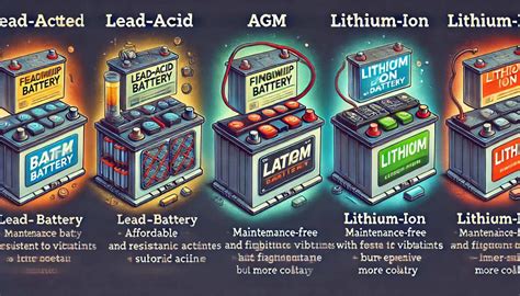 Infographie comparant les différentes technologies de batteries automobiles (Plomb-acide, AGM, EFB).
