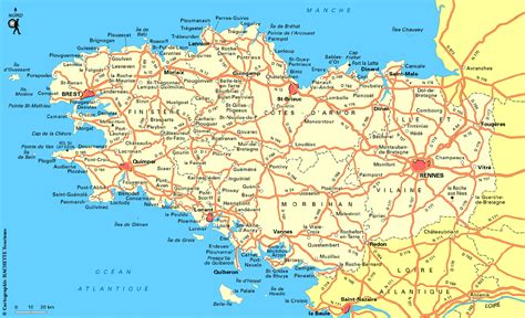 Carte de la Bretagne avec les sites VTT-FFC labellisés