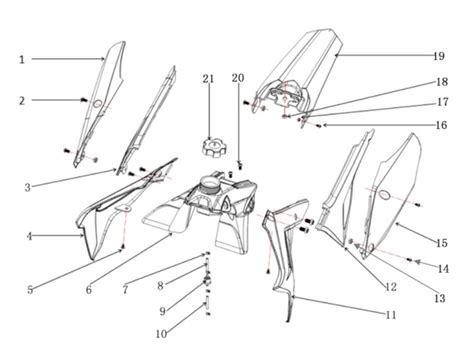 Vue éclatée du carénage avant de la Honda BENLY ELECTRIC II avec numérotation des pièces