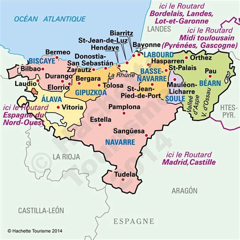 Carte du Pays Basque montrant les villes d'Anglet, Bayonne et Biarritz, soulignant le relief vallonné.