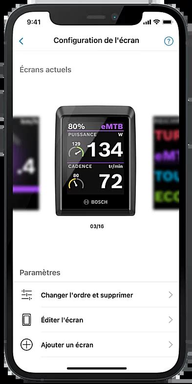 Capture d'écran de l'application eBike Flow affichant une carte de navigation avec des informations sur la vitesse et la batterie.