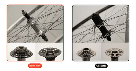 Illustration montrant comment tester visuellement une roue libre ou une cassette.