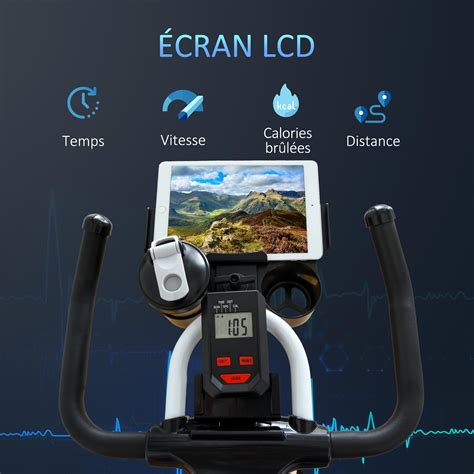 Capture d'écran d'une console LCD de vélo d'appartement affichant les données d'entraînement.