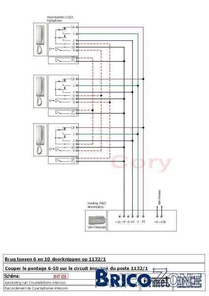 Schéma d'un système d'intercom filaire avec stations de base et boîtiers ceinture