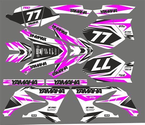 Illustration du kit déco Flash Rose / Blanc appliqué sur une Yamaha DT 50