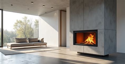 Exemple de poêle design en béton réfractaire aux formes modernes.