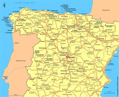Carte du Portugal et de l'Espagne avec une route tracée du Mans à Faro