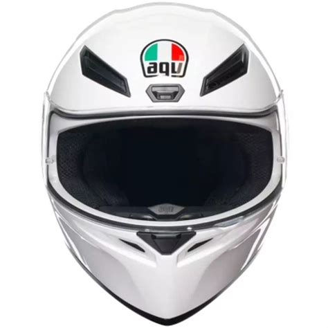 Illustration d'un casque de moto intégral AGV blanc et rouge avec des détails graphiques audacieux.