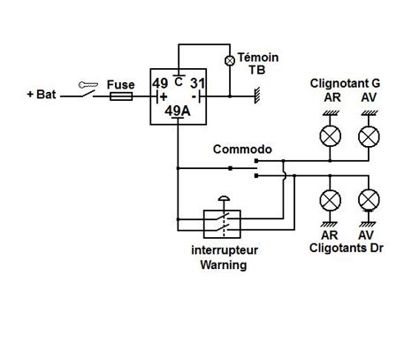 Diagramme de câblage d'une centrale clignotante avec arrêt automatique