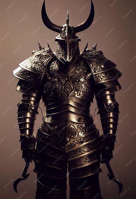 Détail d'une armure de guerrier barbare usée et ornée