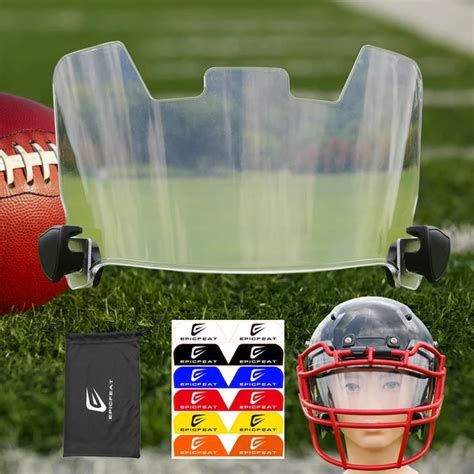 Collection d'accessoires pour casques de football américain incluant visières, grilles et décalcomanies