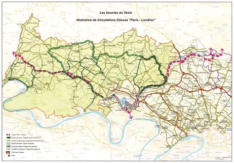 Carte des boucles cyclables dans le Vexin français