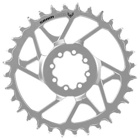 Photo d'un plateau de vélo VTT Sram Eagle 90 T-Type Direct Mount en finition argentée.