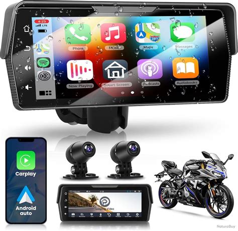 Comparaison visuelle entre un écran de smartphone et un écran externe CarPlay pour moto.
