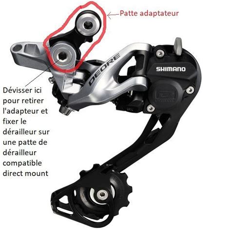 Illustration comparant une patte de dérailleur classique et une patte de dérailleur en montage Direct Mount.