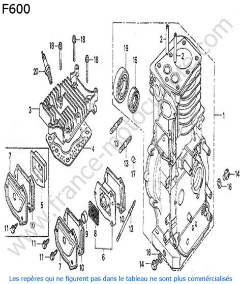 Vue éclatée du moteur V4 et du système VTEC de la Honda VFR