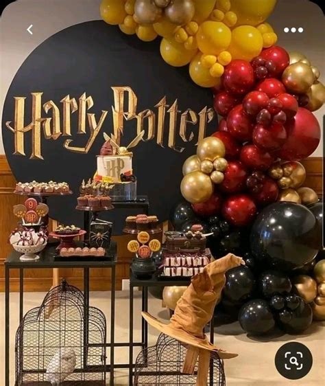 Collection de ballons aux formes et couleurs variées sur le thème Harry Potter.