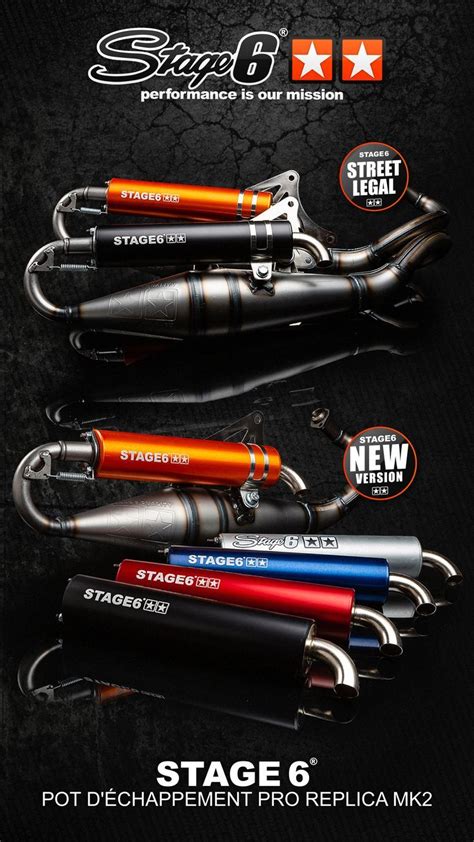 Collection de pièces Stage6 pour scooters et motos, mettant en avant la qualité et la performance.
