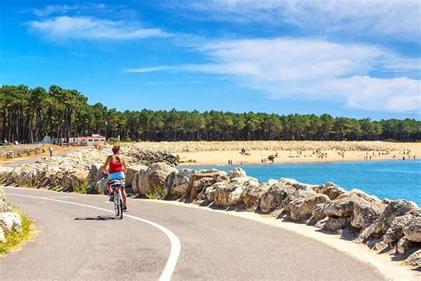 Paysage côtier sur la Vélodyssée avec des dunes et des pins