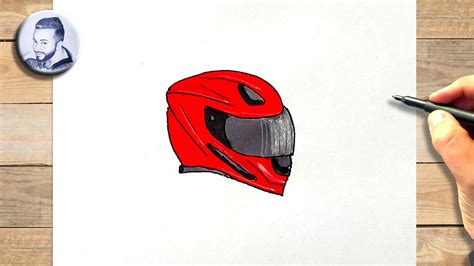 Dessin d'un casque moto avec un visage de personnage humoristique