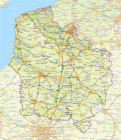 Carte de la région Hauts-de-France avec un focus sur la Somme et le littoral
