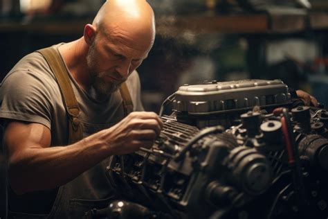 Photo d'un mécanicien travaillant sur un moteur de moto