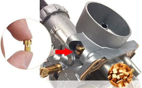 Comparaison visuelle des gicleurs de carburateur de différentes tailles
