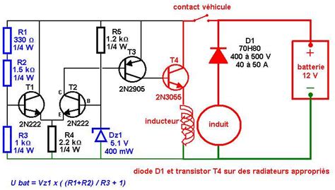 Schéma d'un régulateur de tension avec ses connexions principales