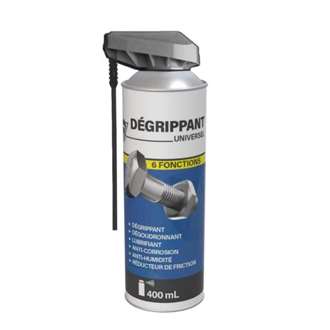 bouteille de spray de dégrippant et une clé à douille sur un boulon grippé