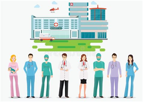 Illustration symbolique d'un hôpital et de personnel médical