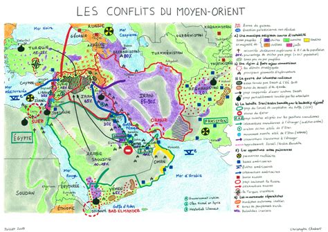 Carte du Moyen-Orient mettant en évidence les zones de conflit et les relations diplomatiques