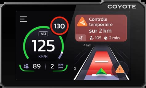 Schéma illustrant le fonctionnement de l'application Coyote sur smartphone avec les différents types d'alertes.