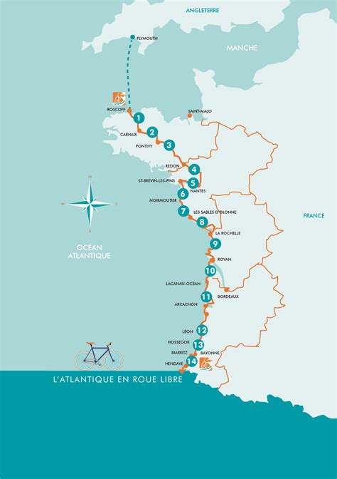 Carte de La Vélodyssée traversant les Landes