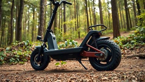 Illustration d'une trottinette électrique tout terrain en action sur un chemin accidenté