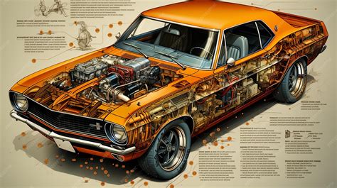 Vue éclatée d'une roue avant de voiture avec indication des points de fixation du garde-boue