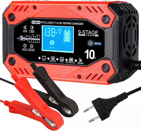 Batterie de moto en charge avec un chargeur intelligent