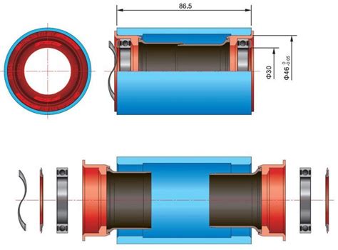 Schéma comparatif des standards de boîtiers de pédalier (BSA, Press Fit, T47)
