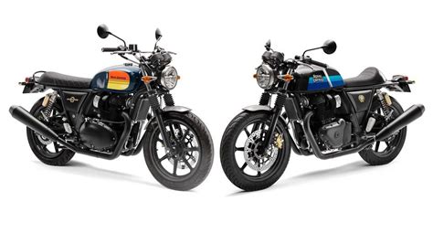 Photo comparative des modèles Royal Enfield 650 (Interceptor, Continental GT, Meteor).