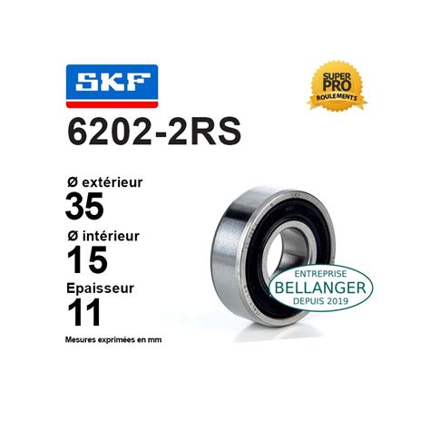 Photo détaillée d'un roulement SKF 6202 2RSC3