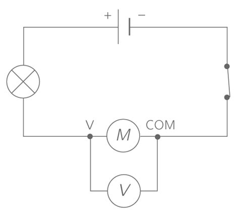 Schéma montrant les bornes de la batterie et un voltmètre