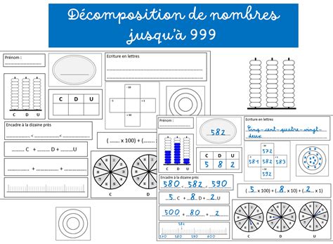 Exemple d'exercice sur la décomposition de nombres jusqu'à 999 999.