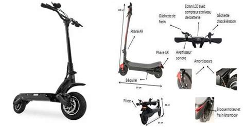 Schéma simplifié des composants d'une trottinette électrique montrant la position de la carte électronique