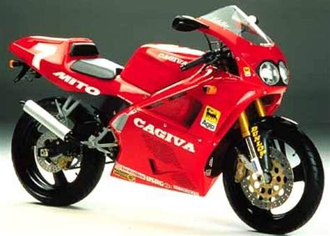 Schéma des évolutions de la Cagiva Mito 125 au fil des générations