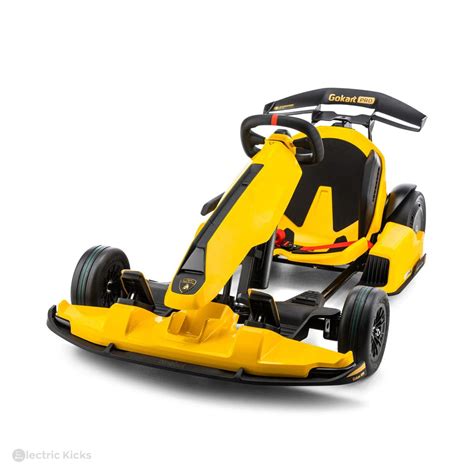 Vue détaillée du design extérieur du Segway Go-Kart Lamborghini Edition avec ses couleurs et LEDs